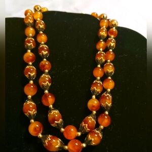 Vintage Hong Kong Double Strand Lucite Beaded Necklace